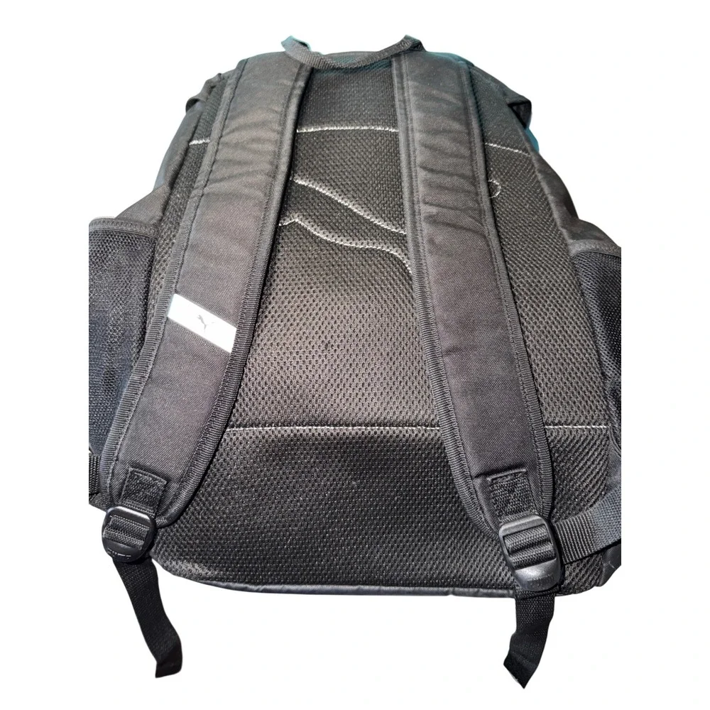 PUMA Backpack Black Mesh Padded Straps Buckle Closure Sporty Athletic